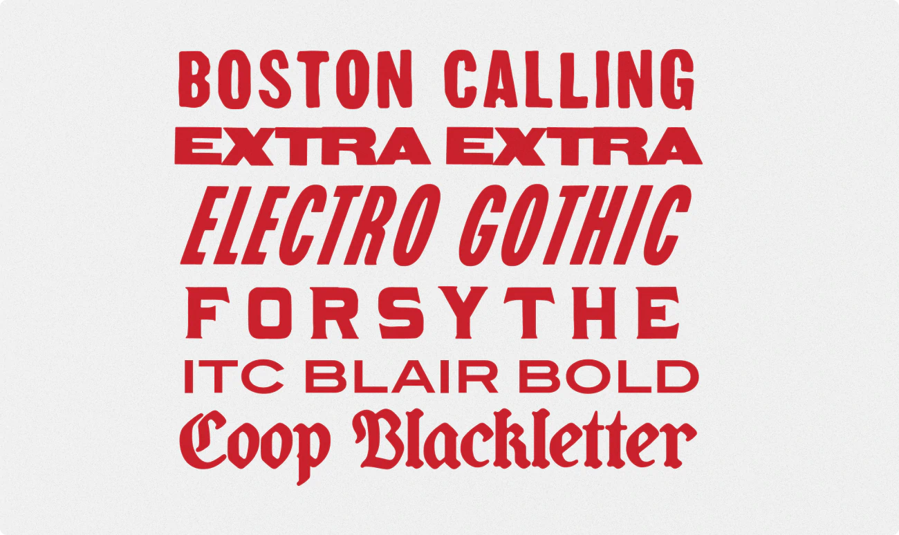 Fonts and typefaces used for Boston Calling brand identity.
