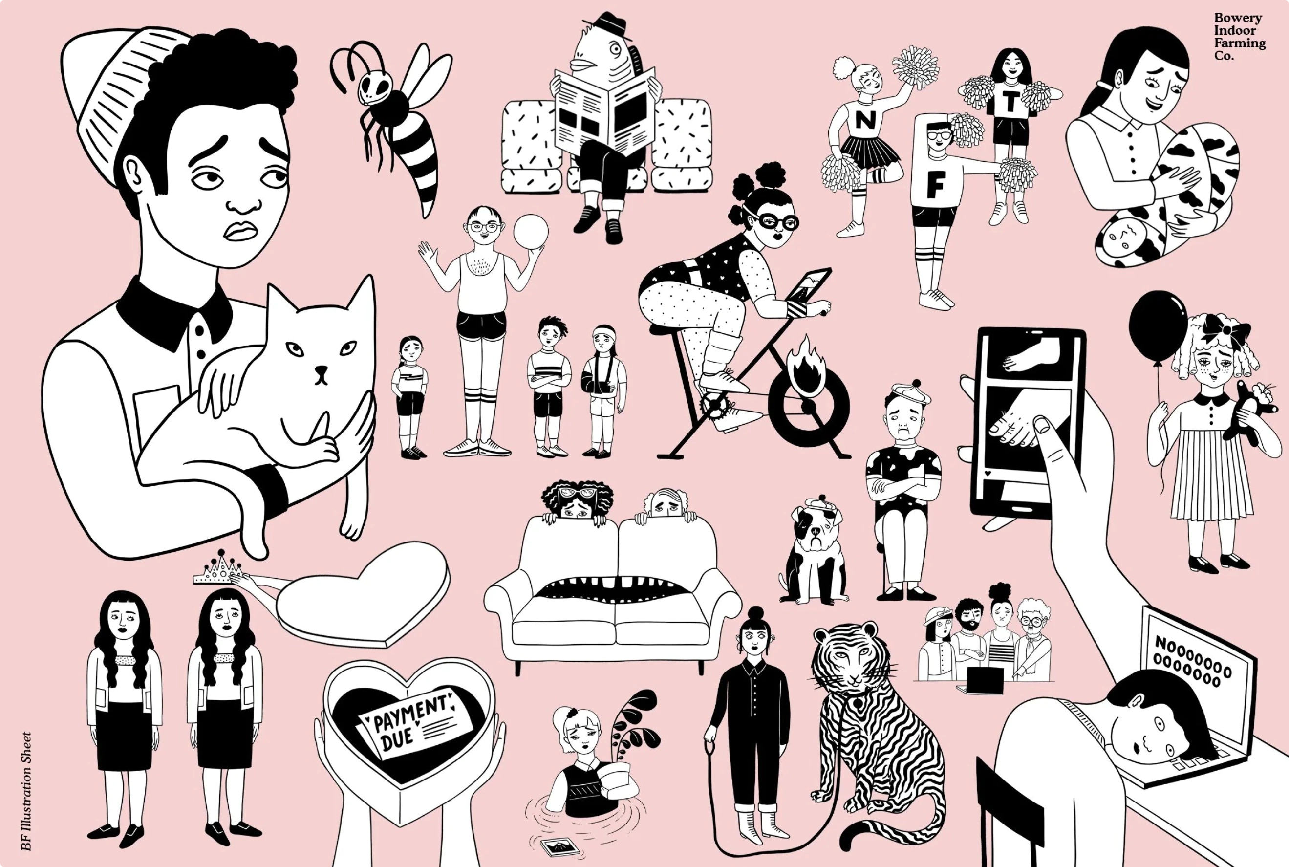 a collection of whimsical character illustrations by Laurene Boglio.