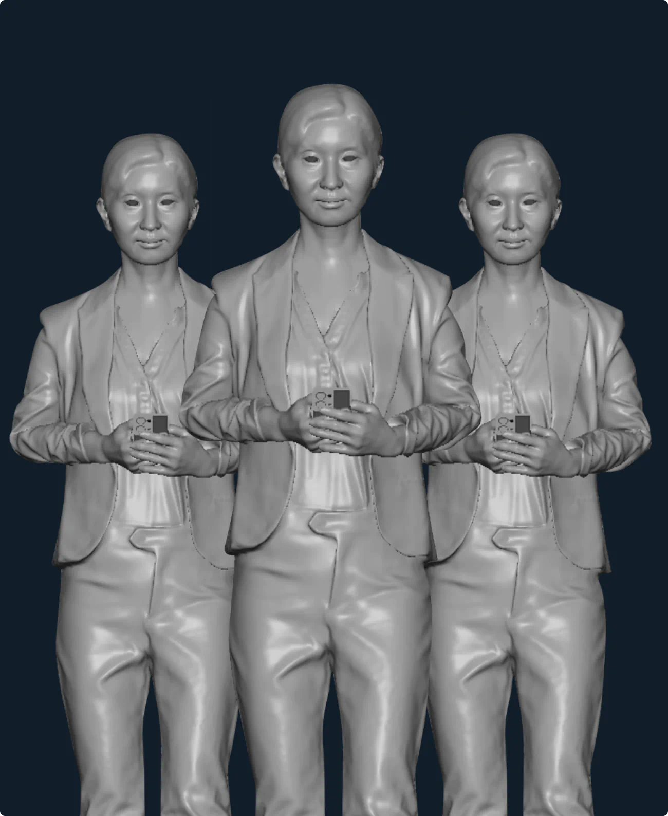 Early grayscale renderings of character clone forms for CyberArk's "Identity Crisis" campaign.