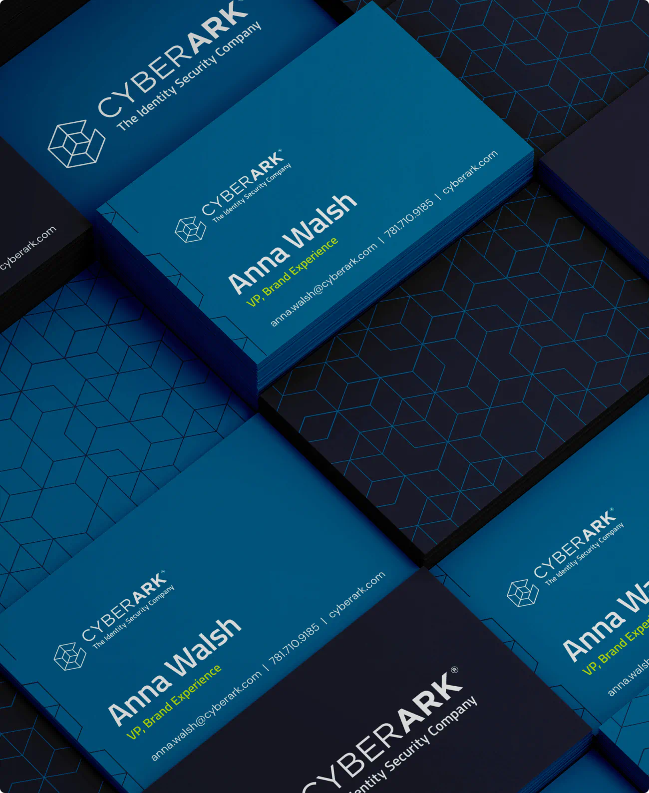 Business collateral design. A part of the new Brand Identity for CyberArk created by Colossus Creative Co.