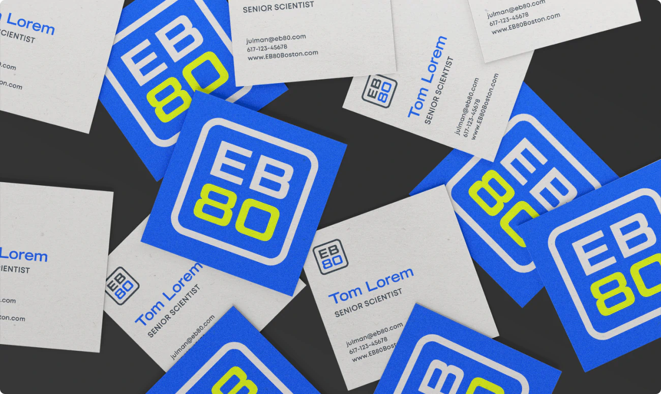 Business collateral and branding for EB80 commercial real estate development.
