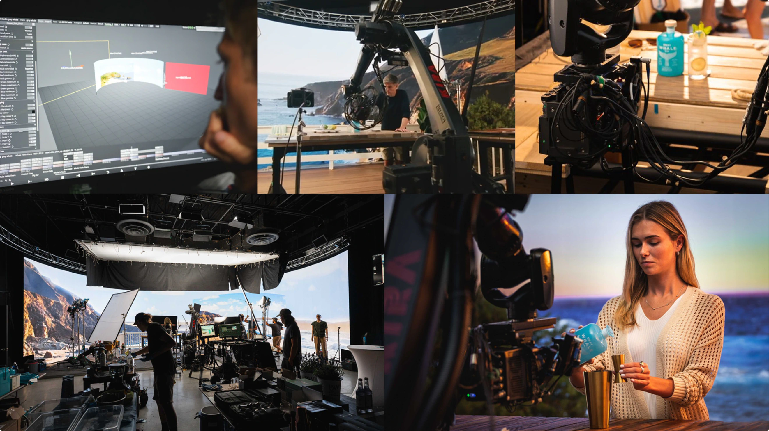A behind the scenes look at the commercial production for Gray Whale Gin. Images of robotic arms, motion control rigs and XR Wall technology with StudioLab and Colossus.