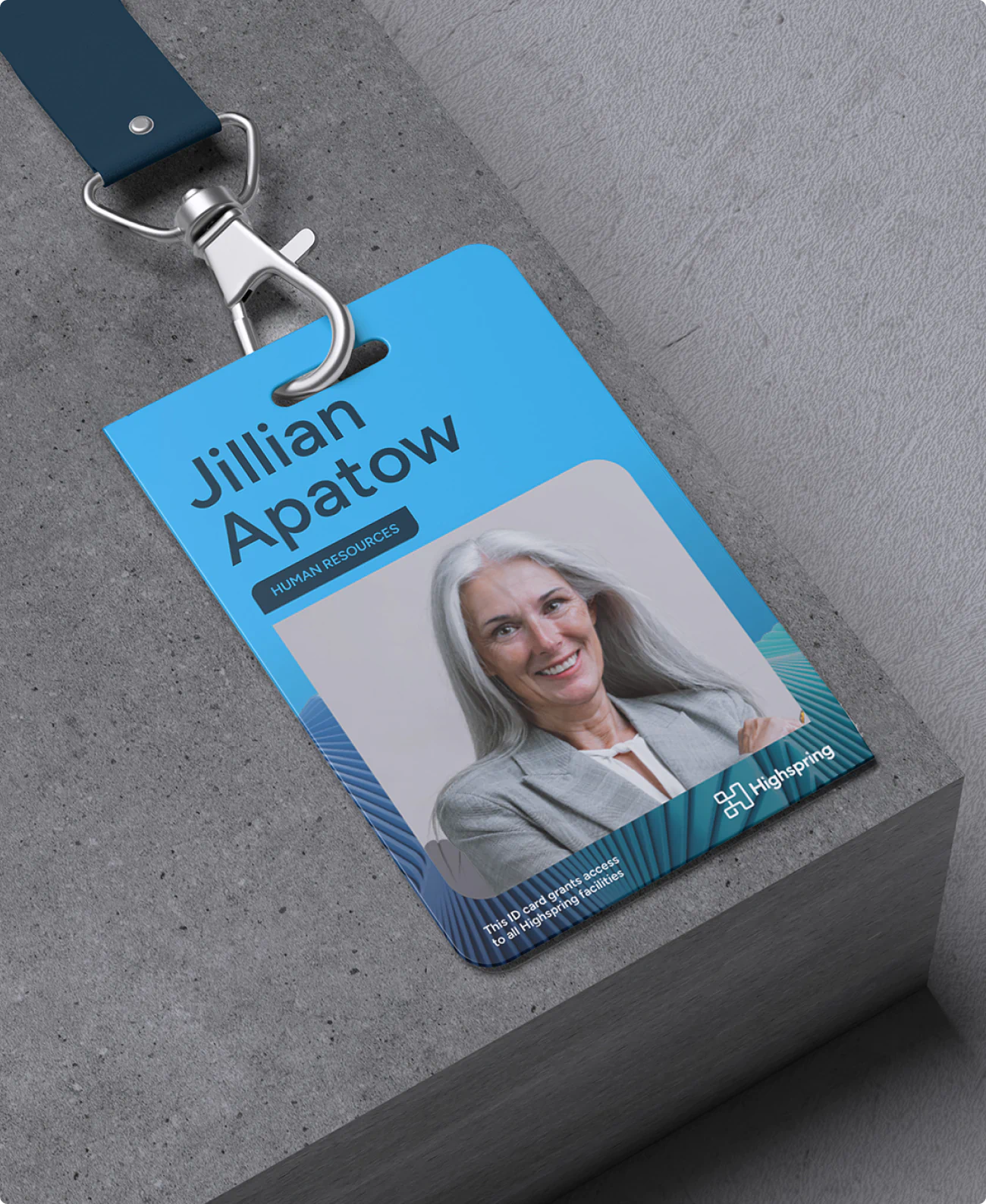 Lanyard and employee card. A part of the B2B brand identity for Vaco Highspring developed by Colossus.