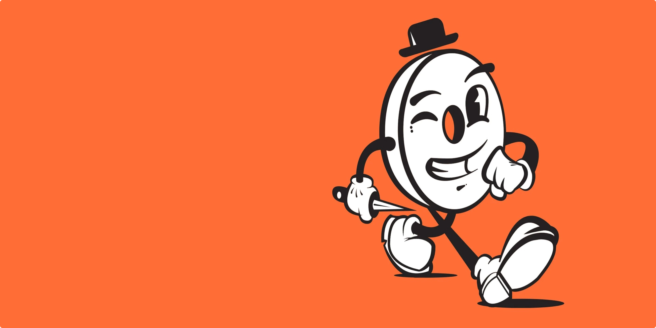 Shanky the Bagel, a mascot character designed for Jordy's Bagels. He is a walking bagel with a shank in his hand and a smile on his face.