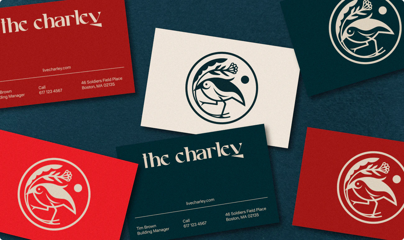 Business collateral design for a Boston commercial real estate development called The Charley.