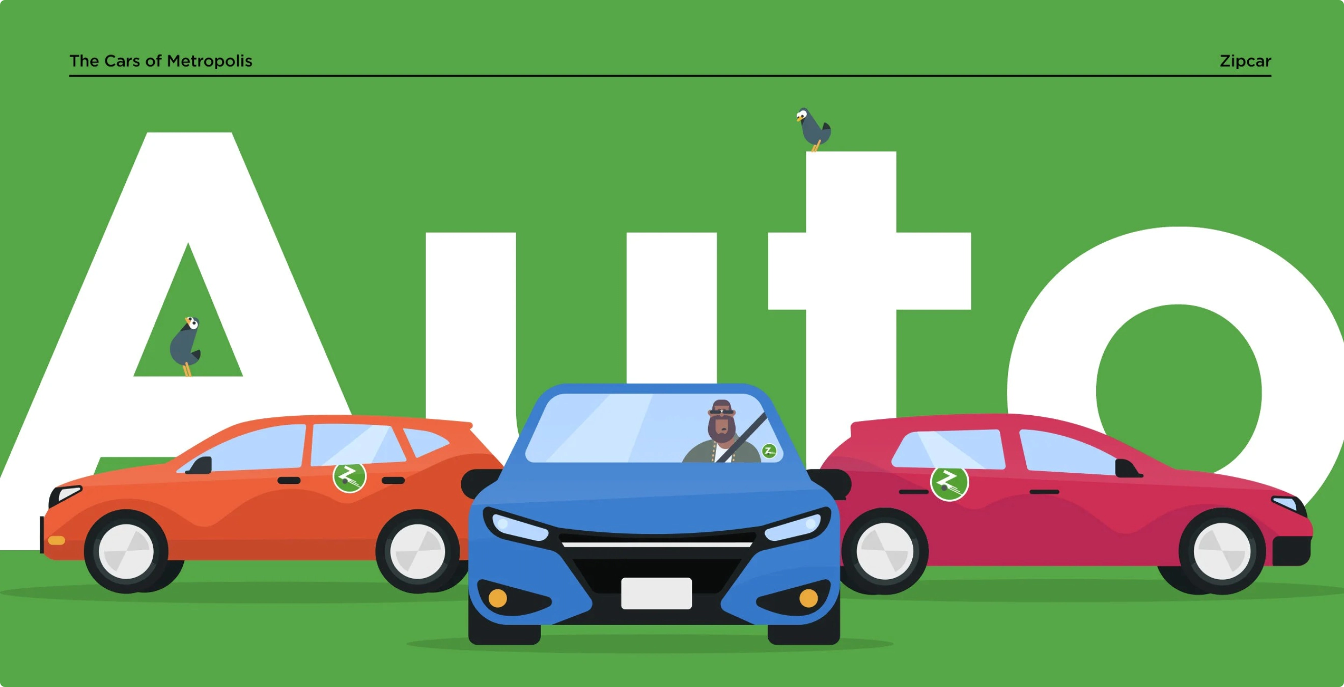 Automotive character design for Zipcar and the Metropolis campaign.