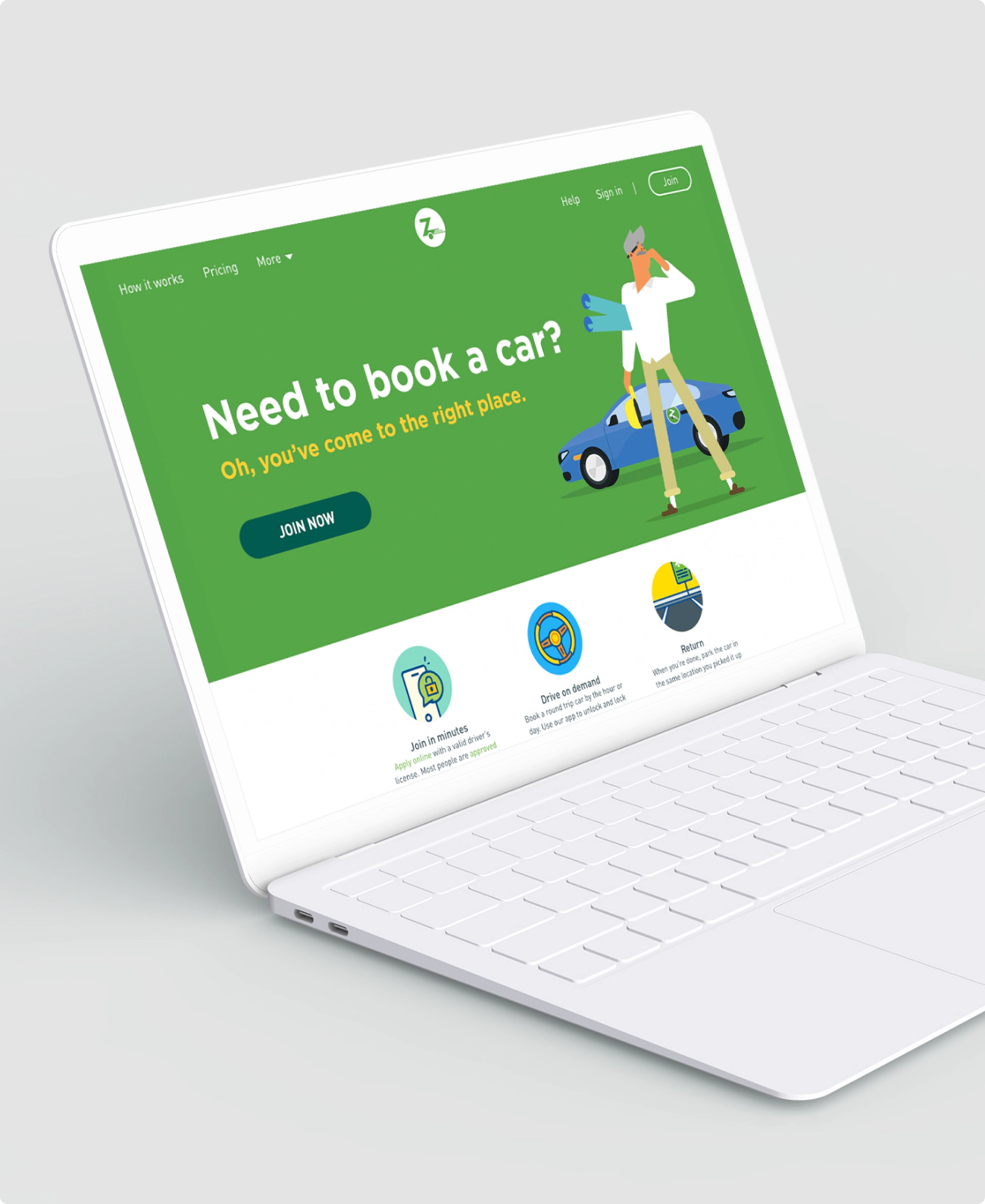 The Zipcar website landing page for "Metropolis."