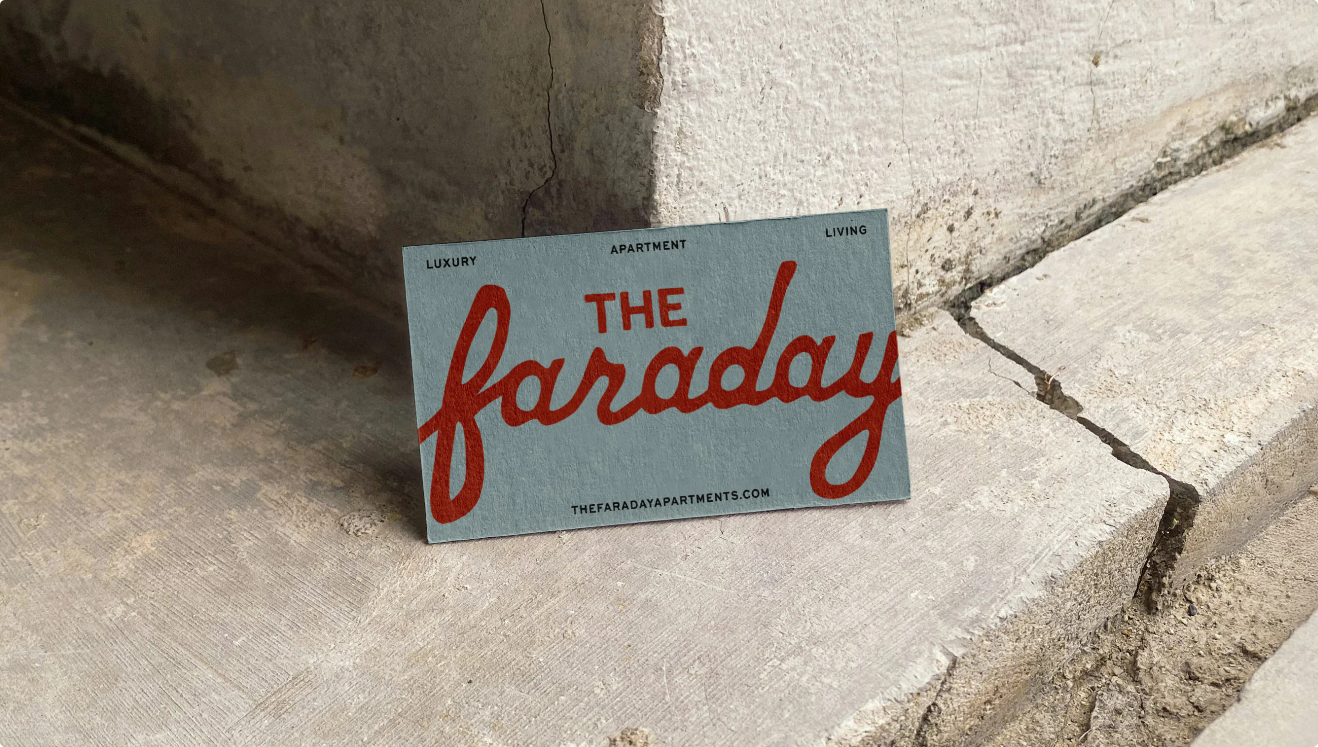 Business collateral design for The Faraday. A part of the commercial real estate brand identity for a new development apartment building.