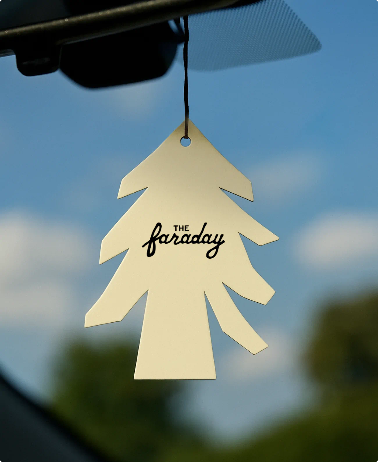 Custom pine-scented air freshener for The Faraday. A part of the commercial real estate brand identity for a new development apartment building.