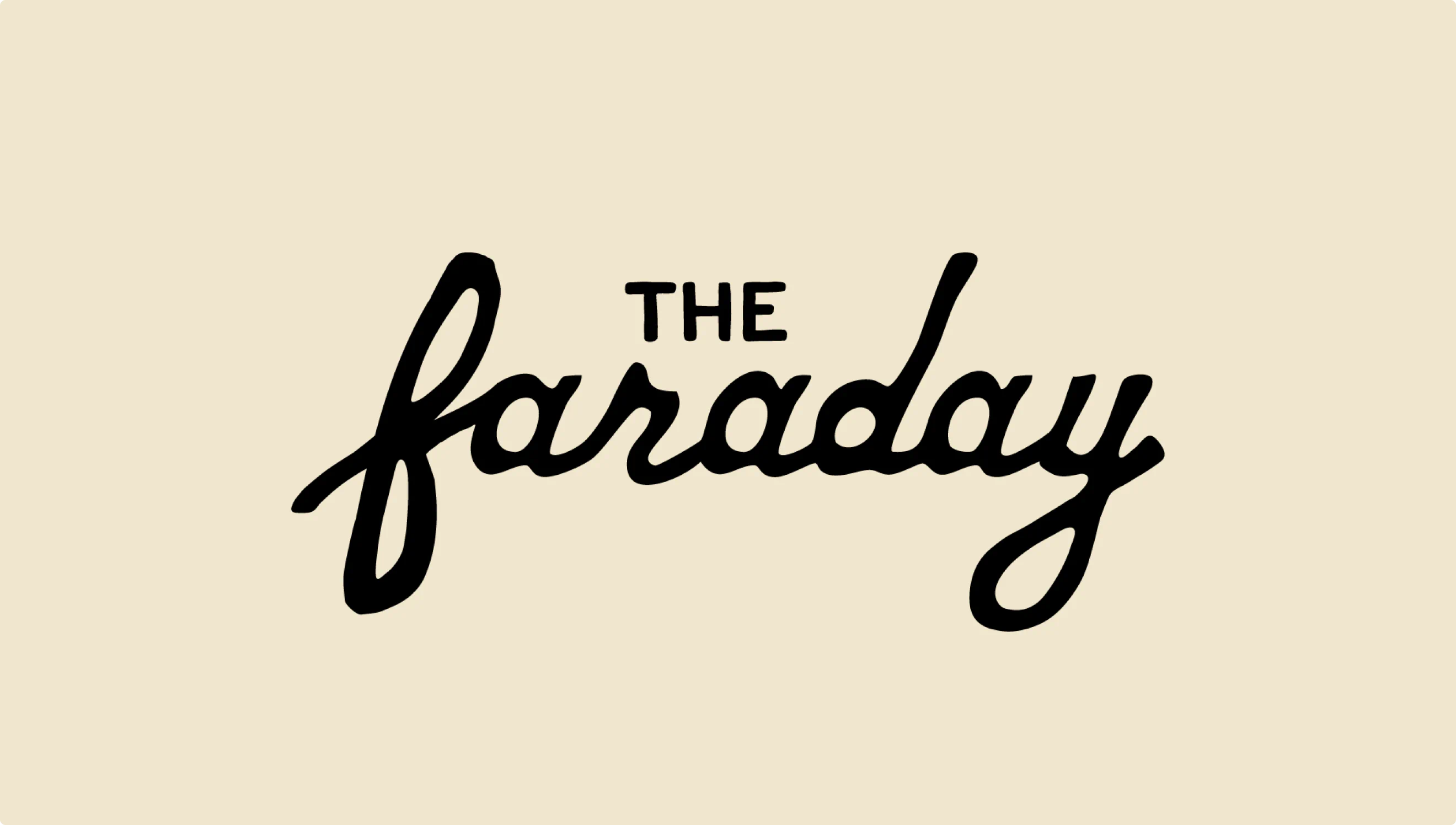Hand drawn logo for The Faraday. A part of the commercial real estate brand identity for a new development apartment building.