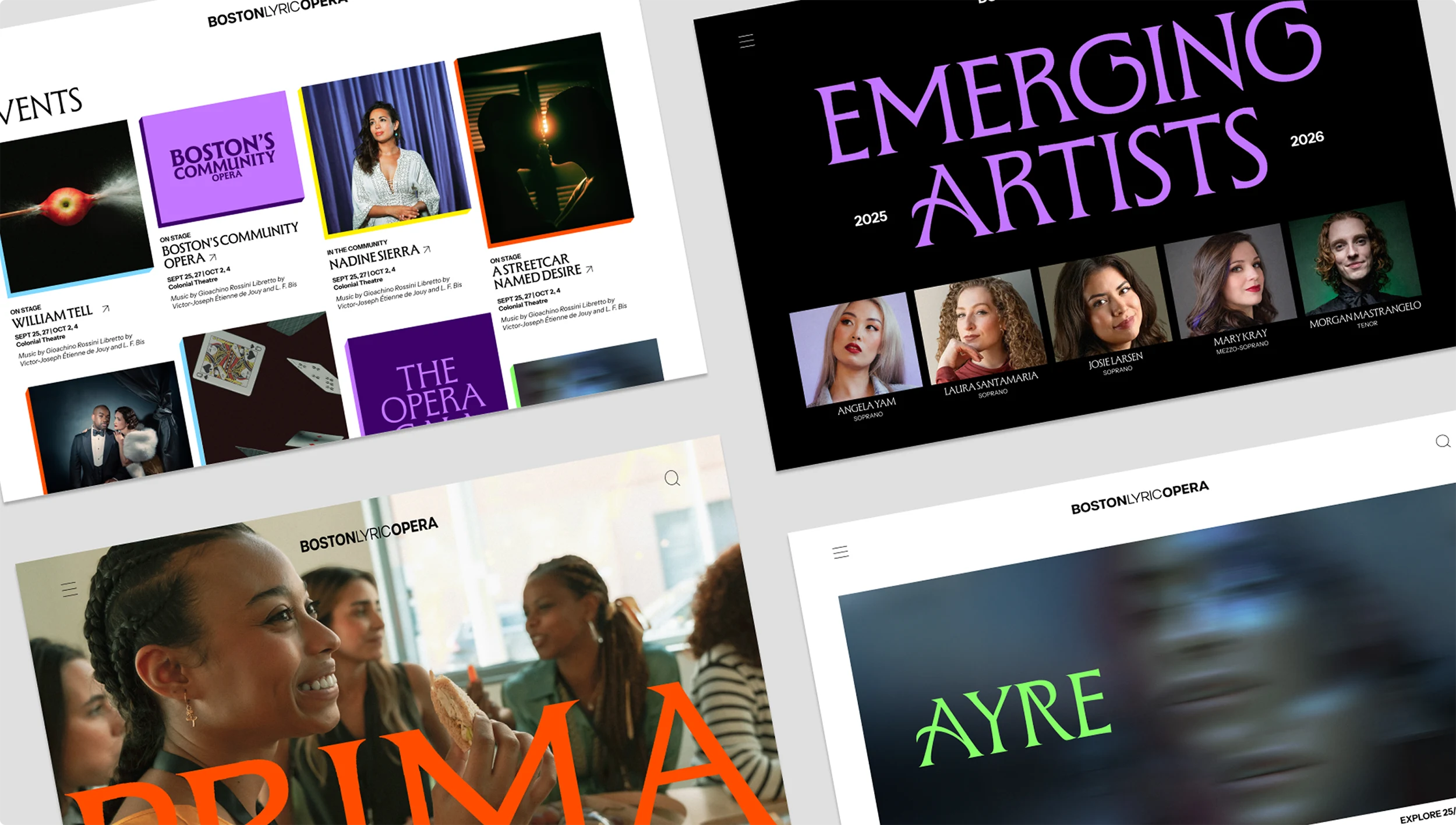 Web redesign and various website pages for Boston Lyric Opera digital presence.