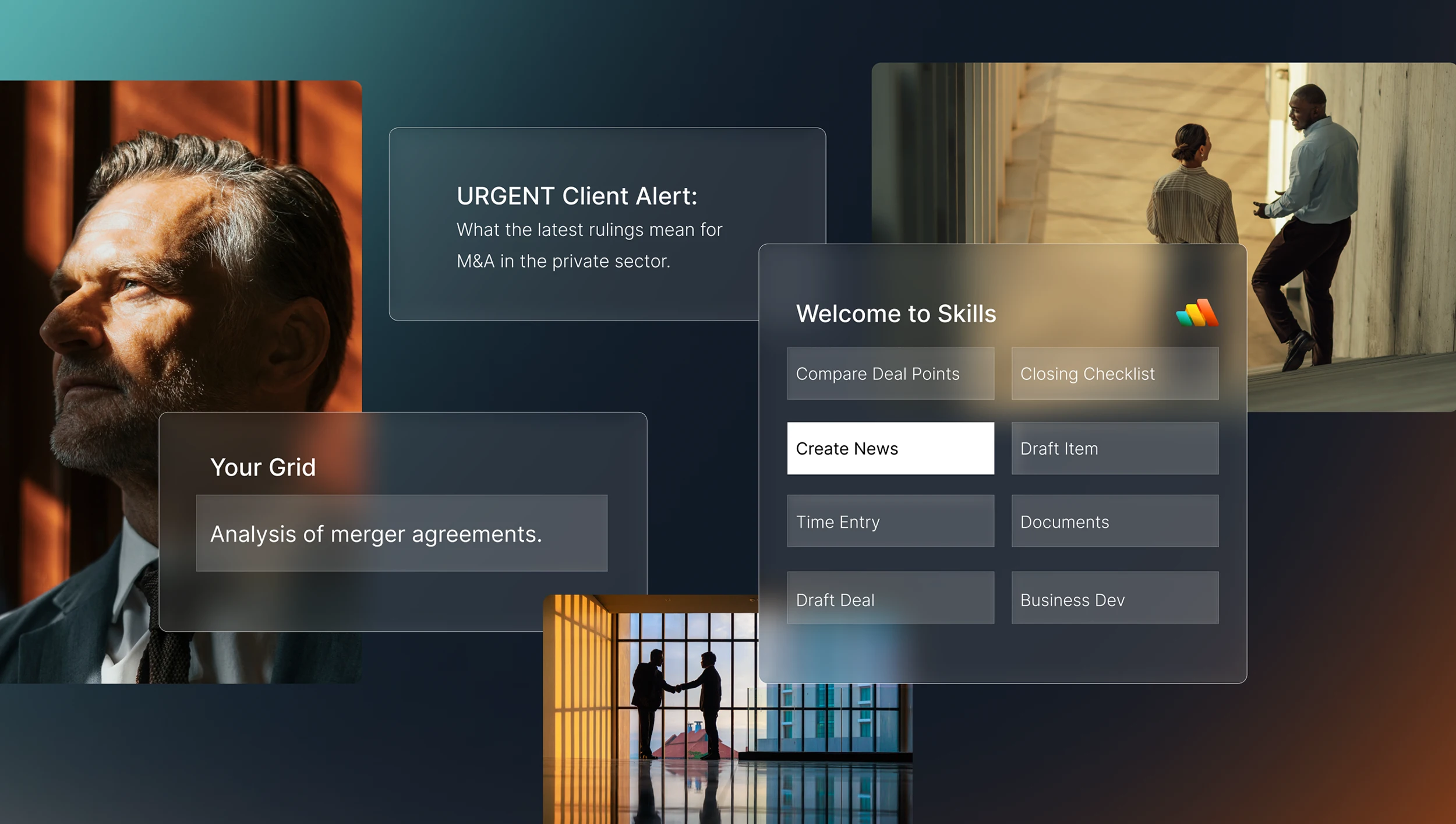 Floating glass elements and UI design. A part of the new brand identity for SaaS, B2B, tech, AI brand Litera designed by Colossus.