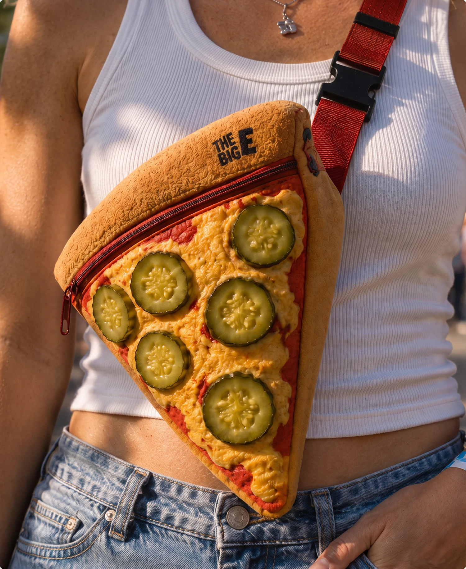 A custom designed Pizza Pouch with shoulder strap. 