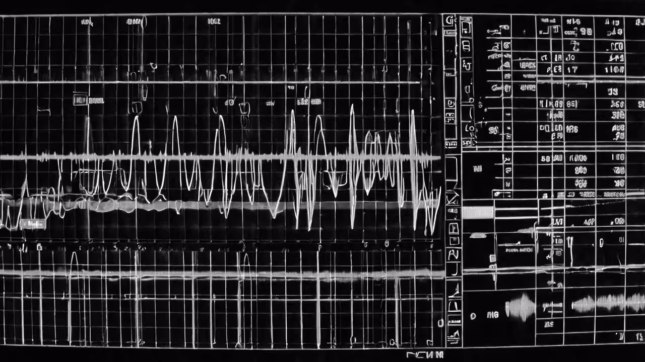 Oscilloscope waveform showing camshaft and crankshaft signal correlation during engine testing.