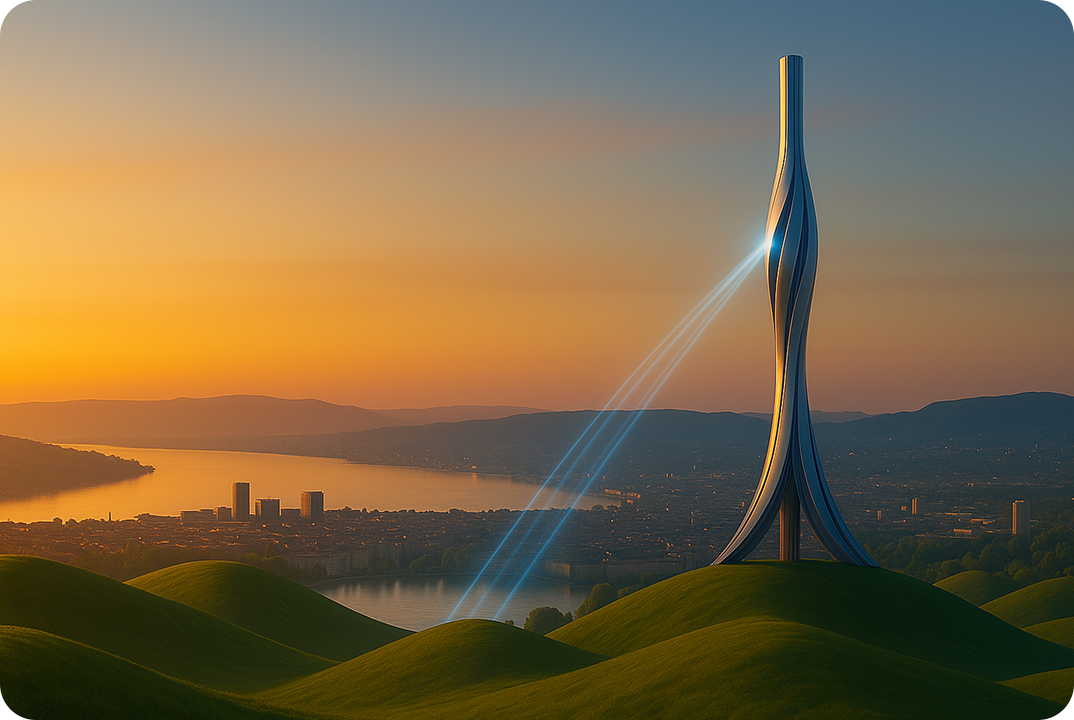 Futuristic city tower and skyline