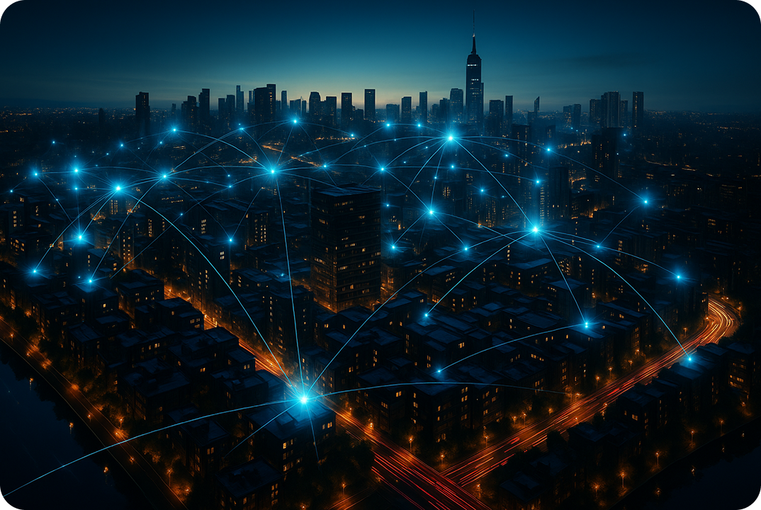 Futuristic city tower and skyline