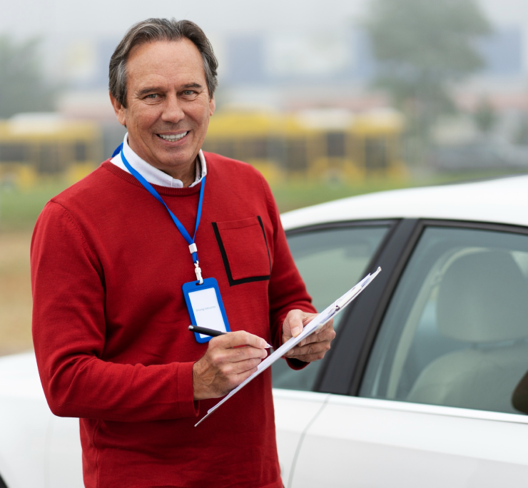 A Man In Front Of A Car