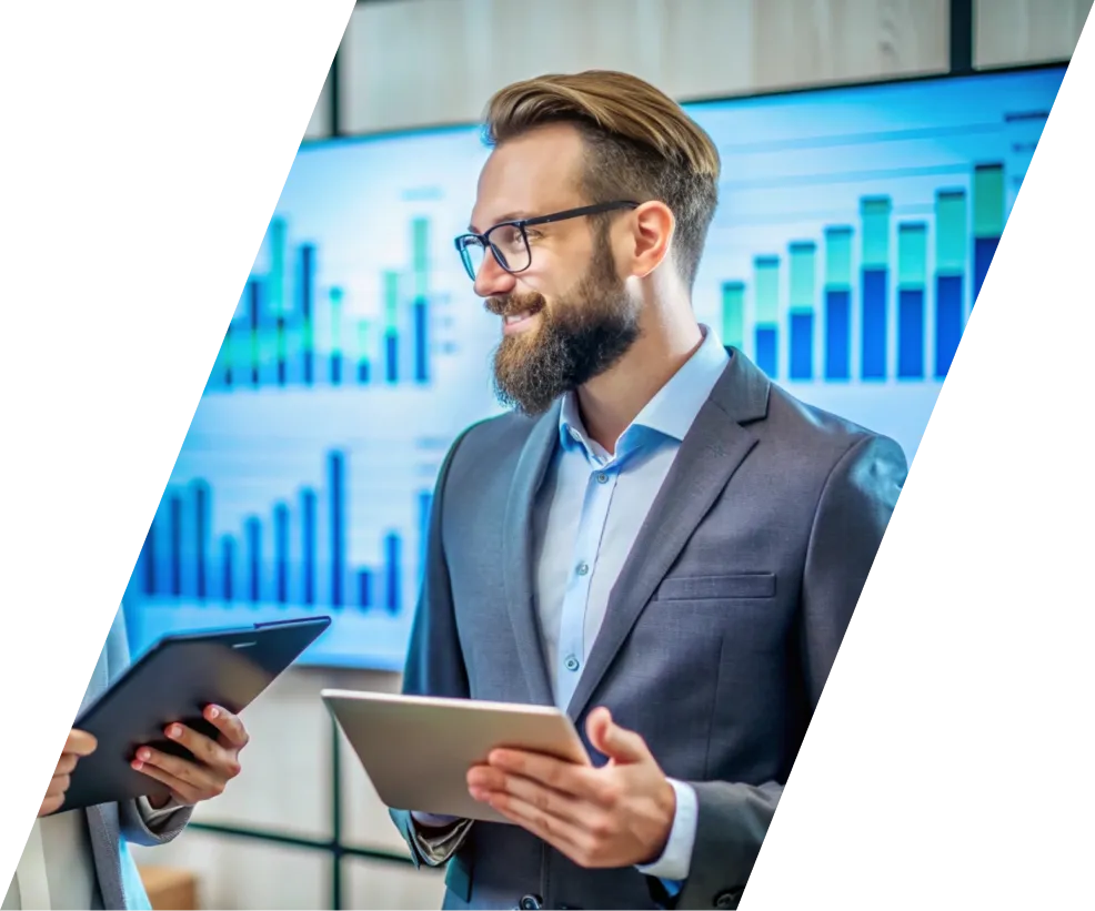 Man presenting with tablet