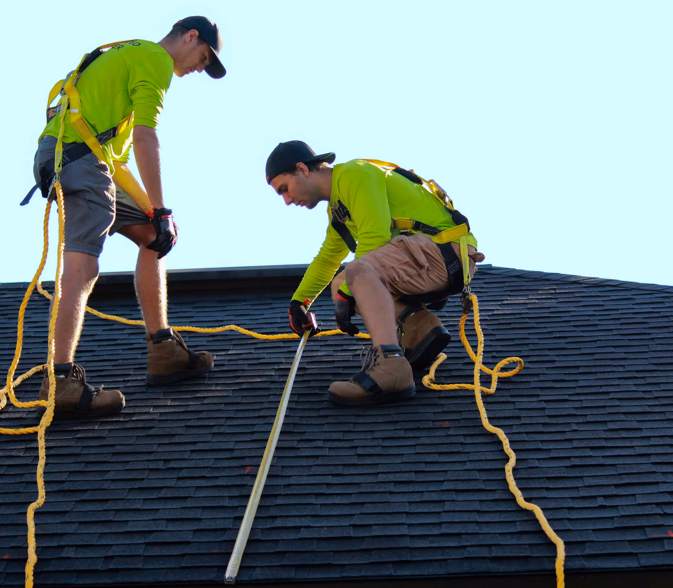 A specialist performs technical maintenance and inspects the roof's condition.