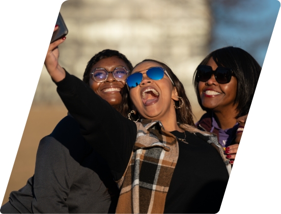Three women taking a selfie