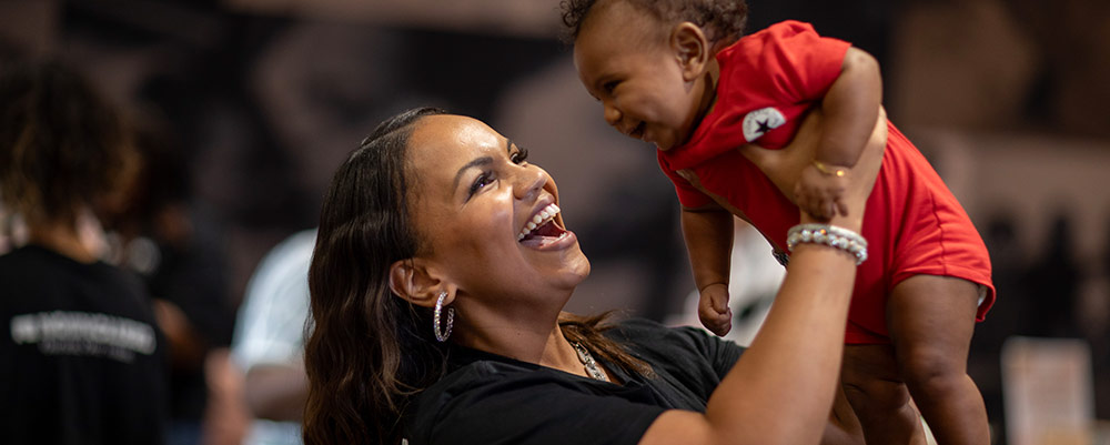 mother and child smiling