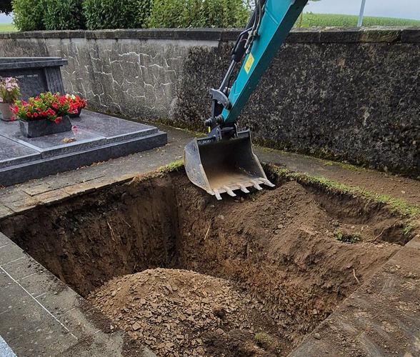 Installation caveau funéraire