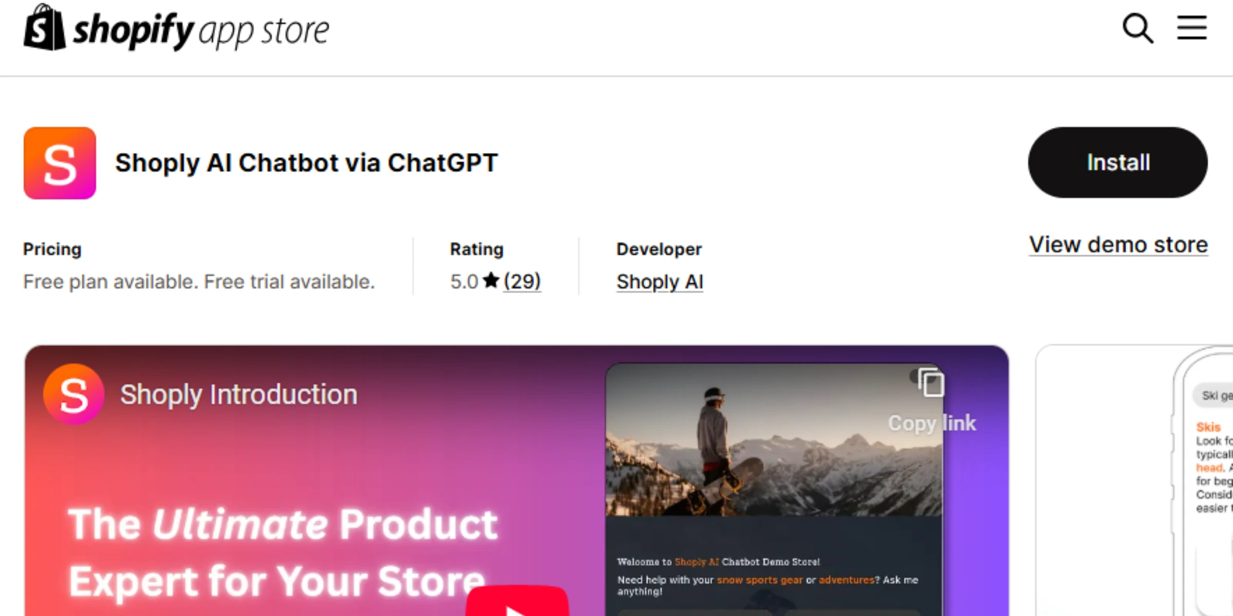 home page of Shoply