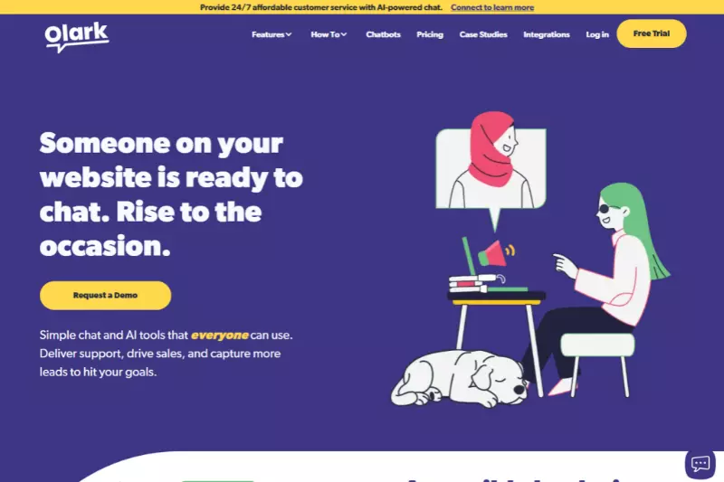home page of Olark