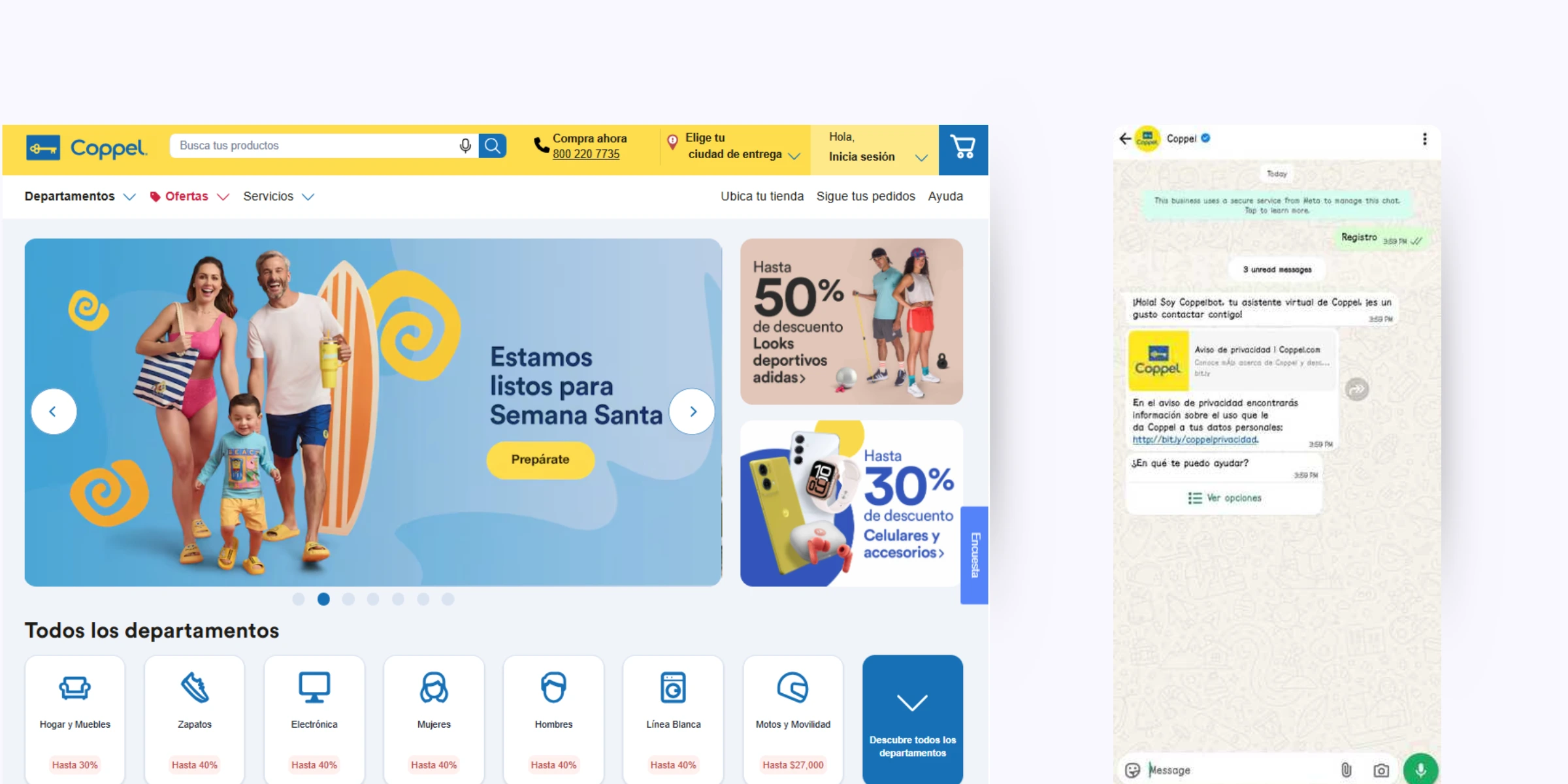home page of Coppel