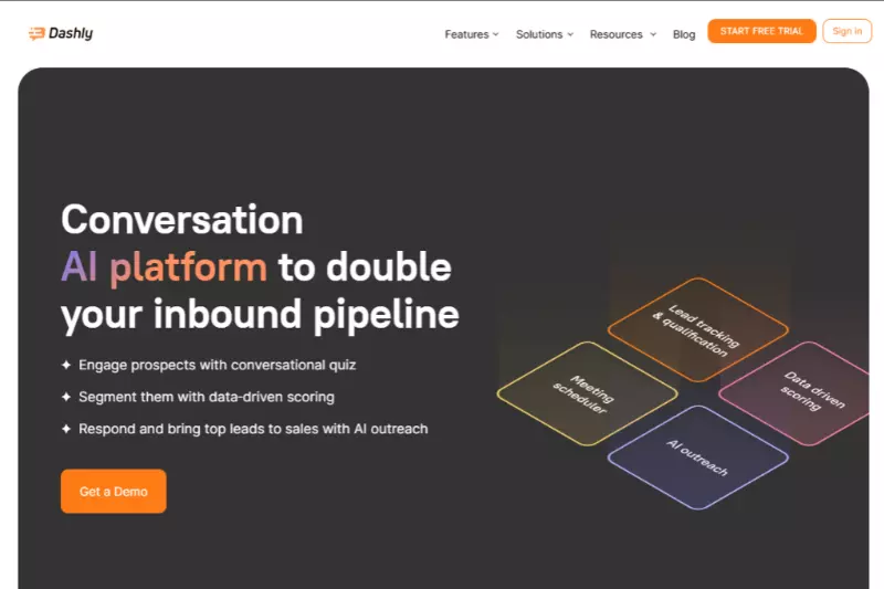 home page of Dashly