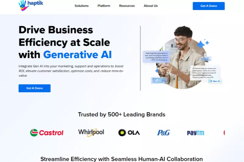 home page of Haptik