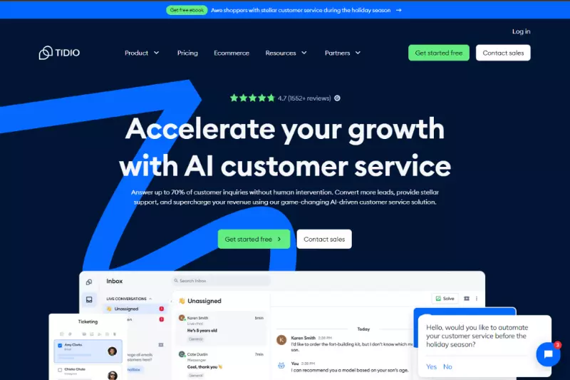 home page of Tidio