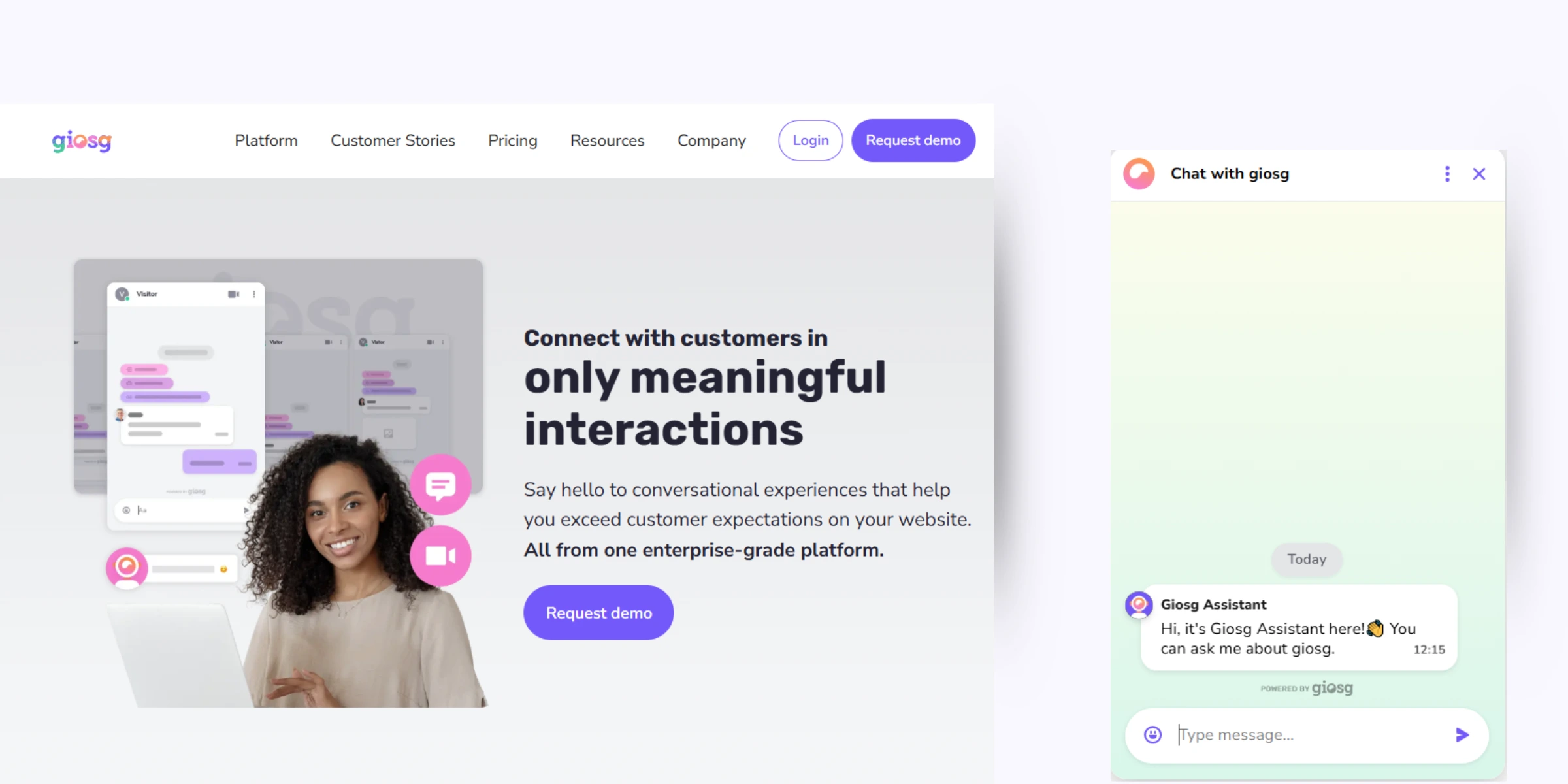 home page of Giosg