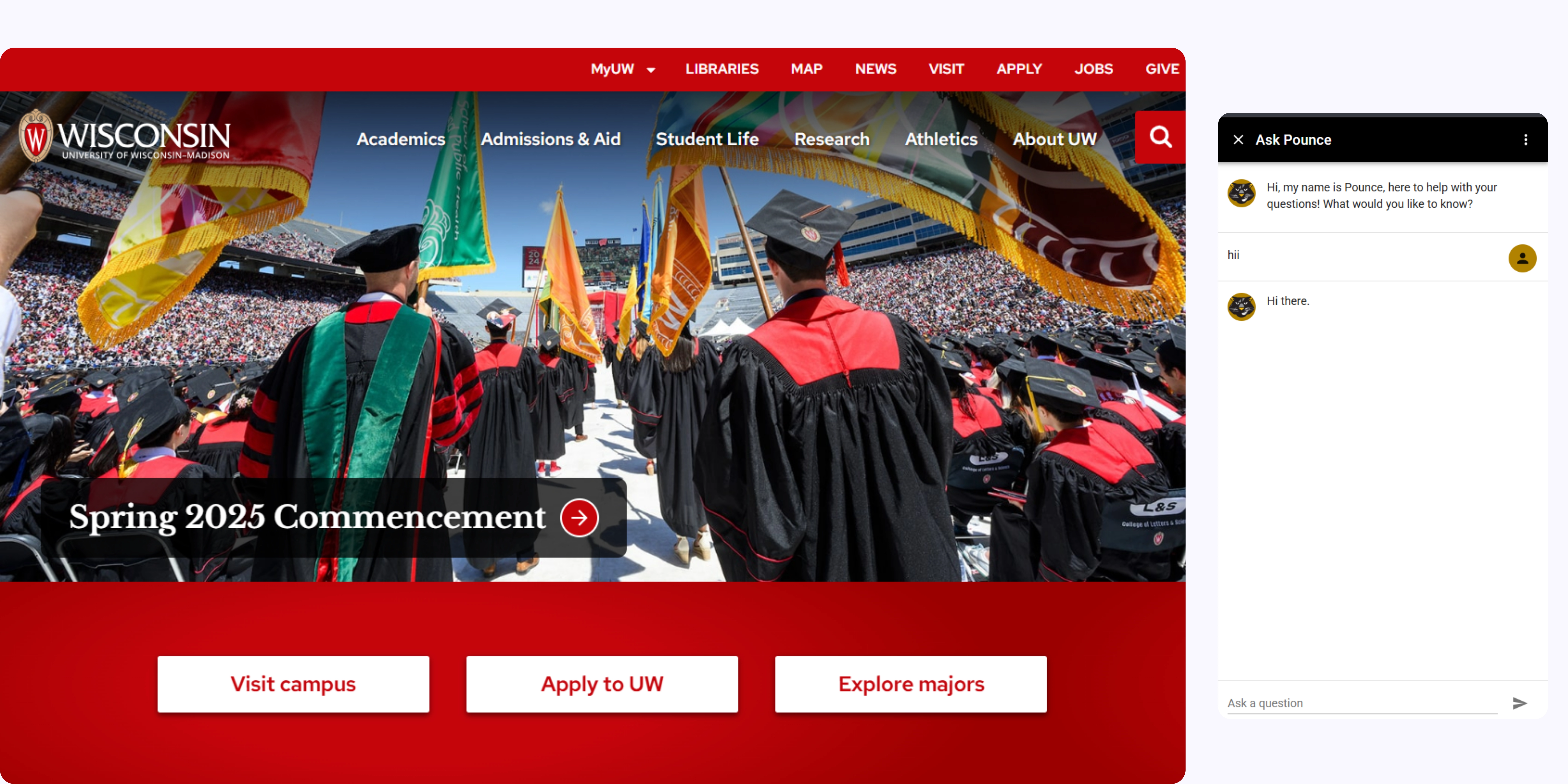 home page of University of Wisconsin