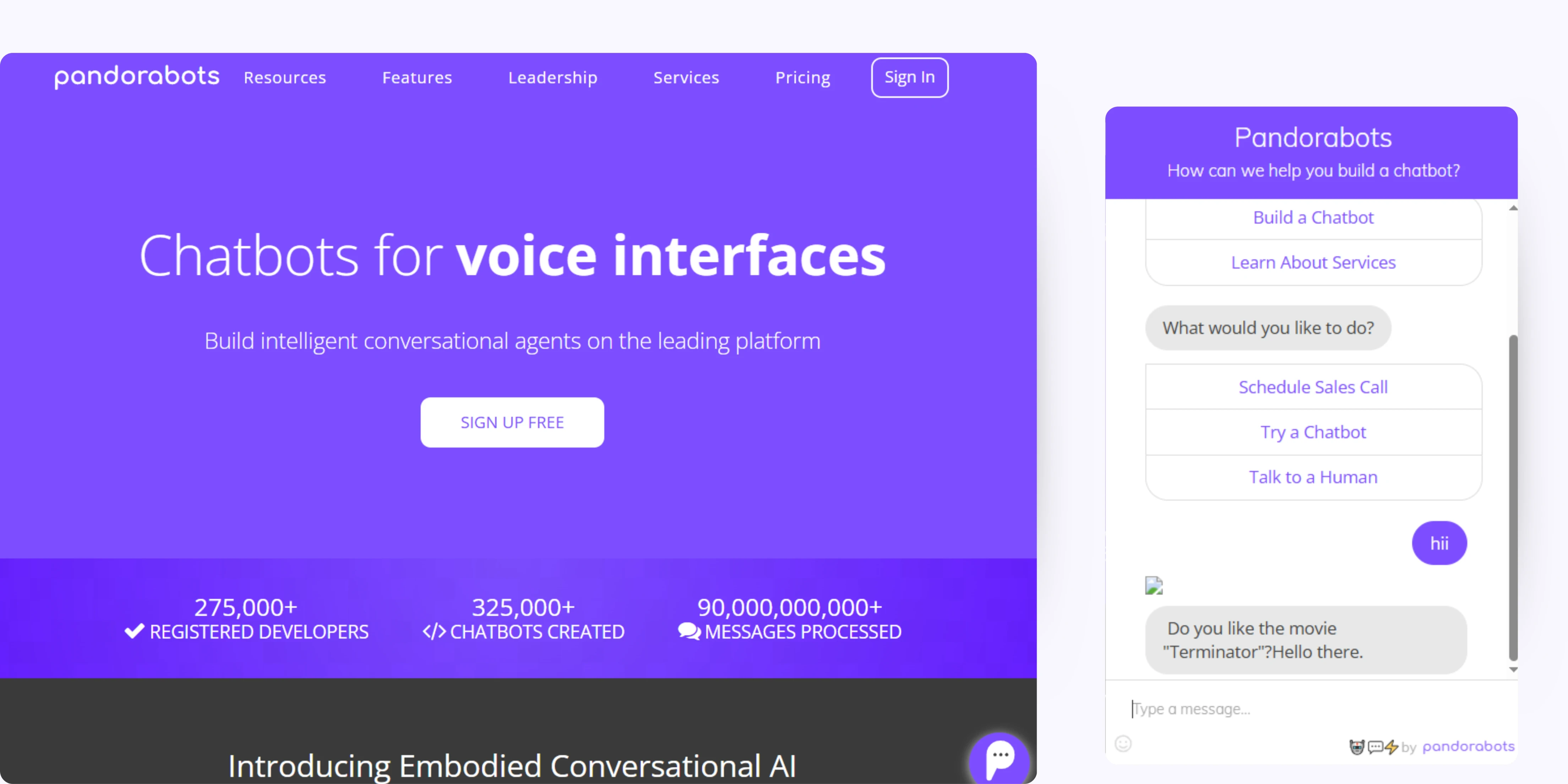 home page of Pandorabots