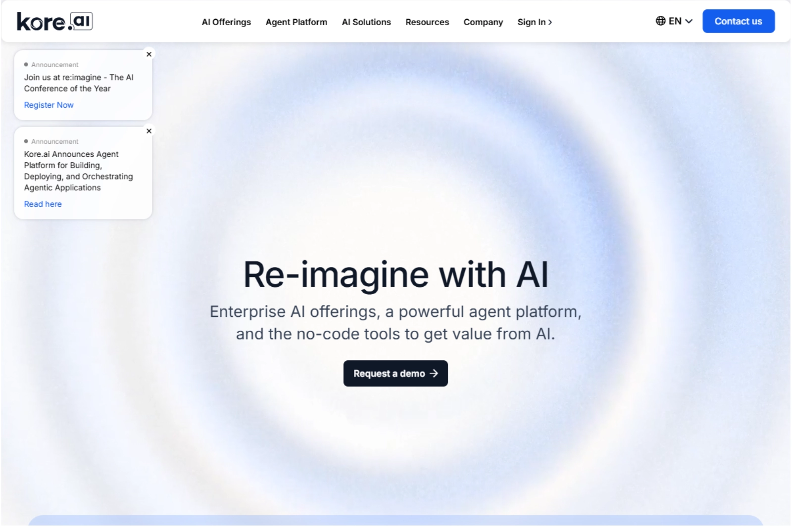 home page of Kore.ai