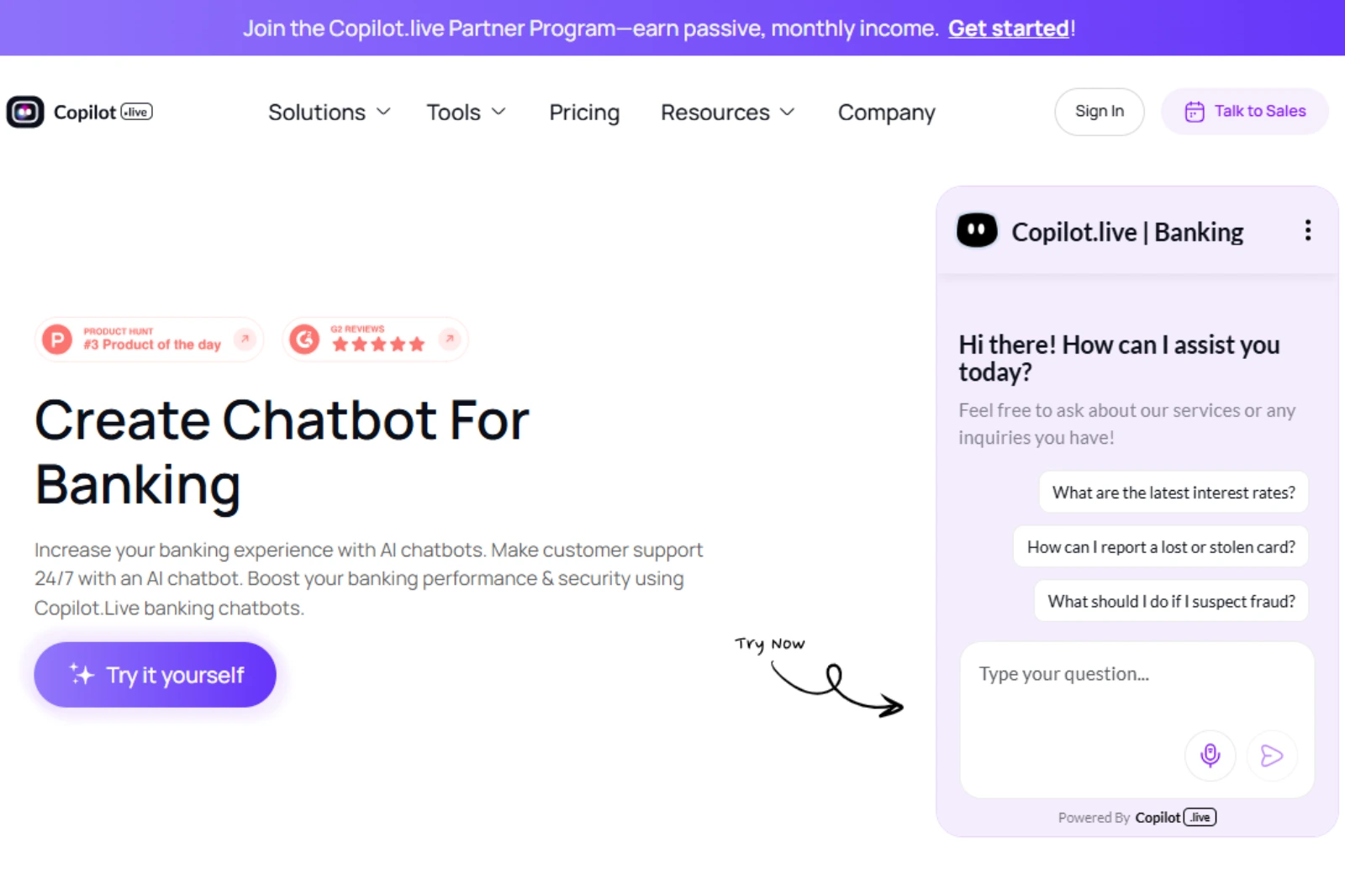 home page of Copilot.Live