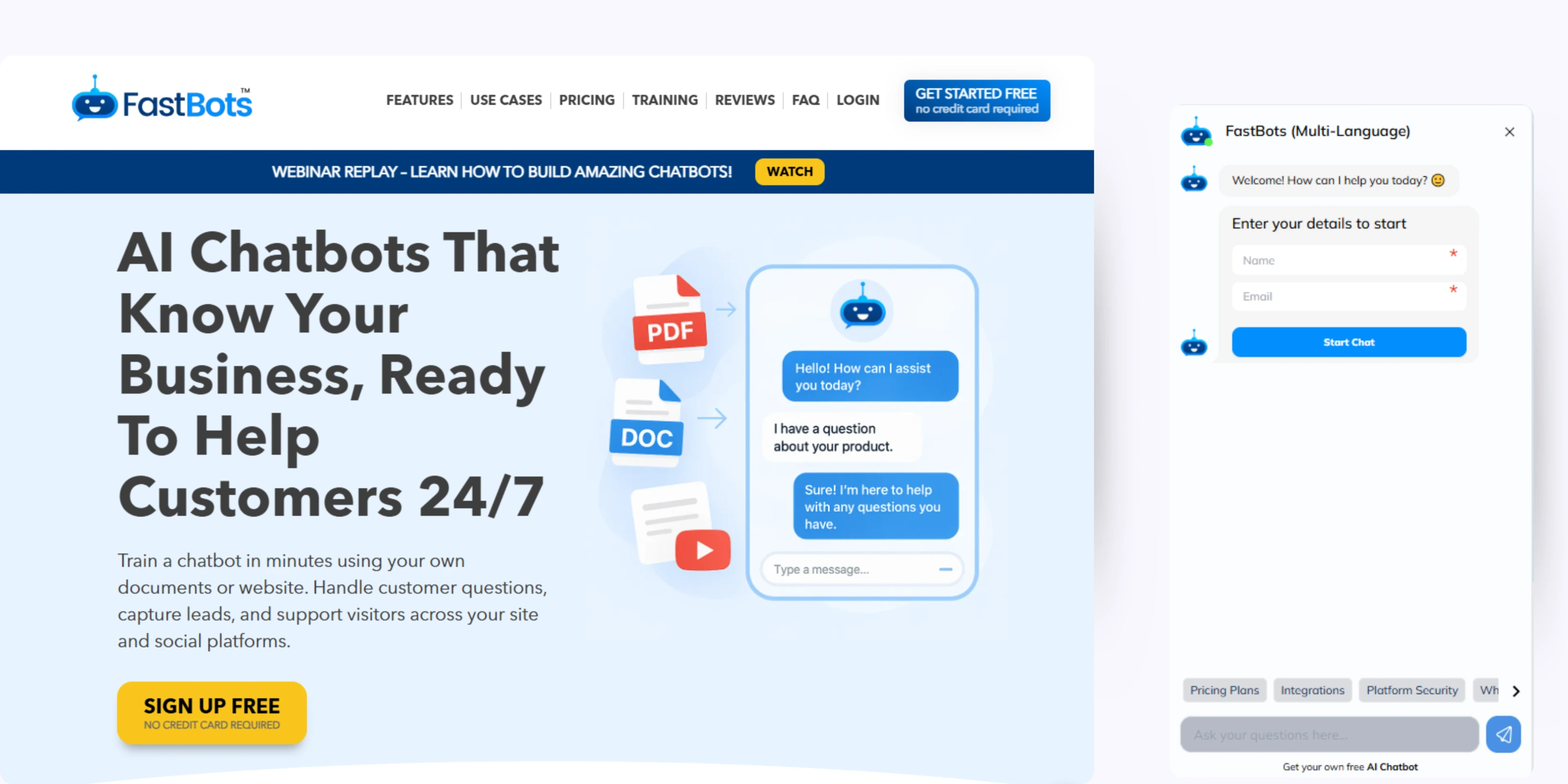 home page of FastBots