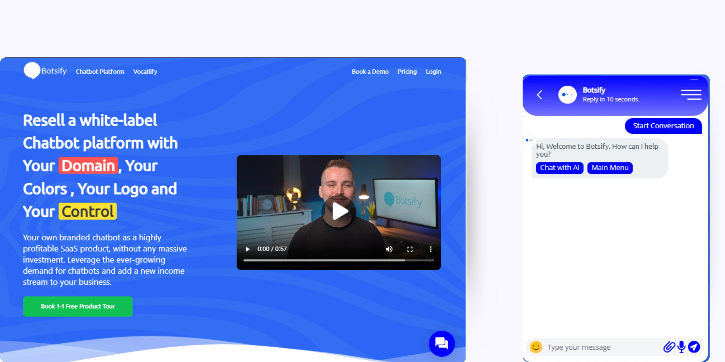 home page of Botsify