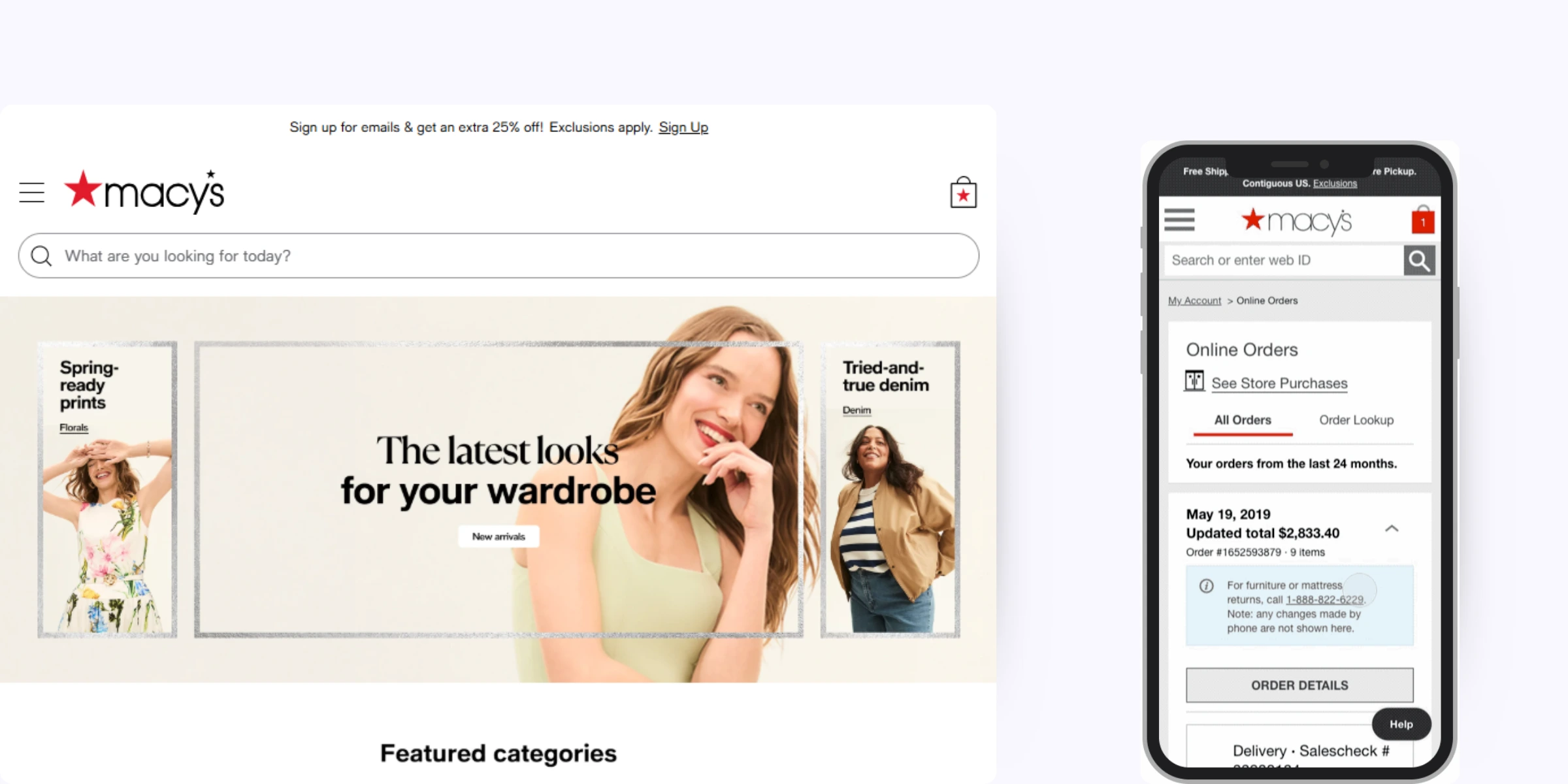 home page of Macy’s - On Call