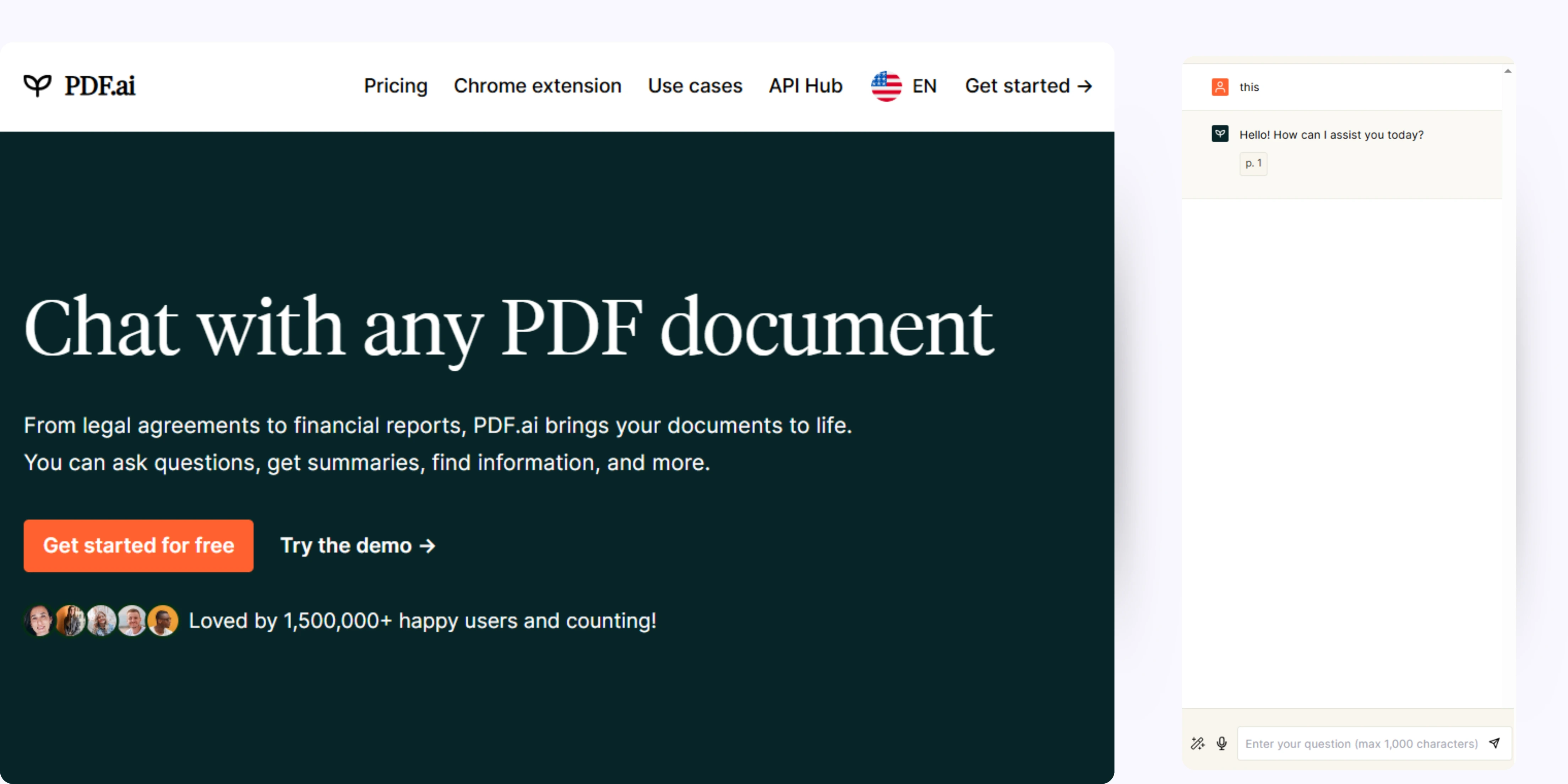 home page of PDF.ai