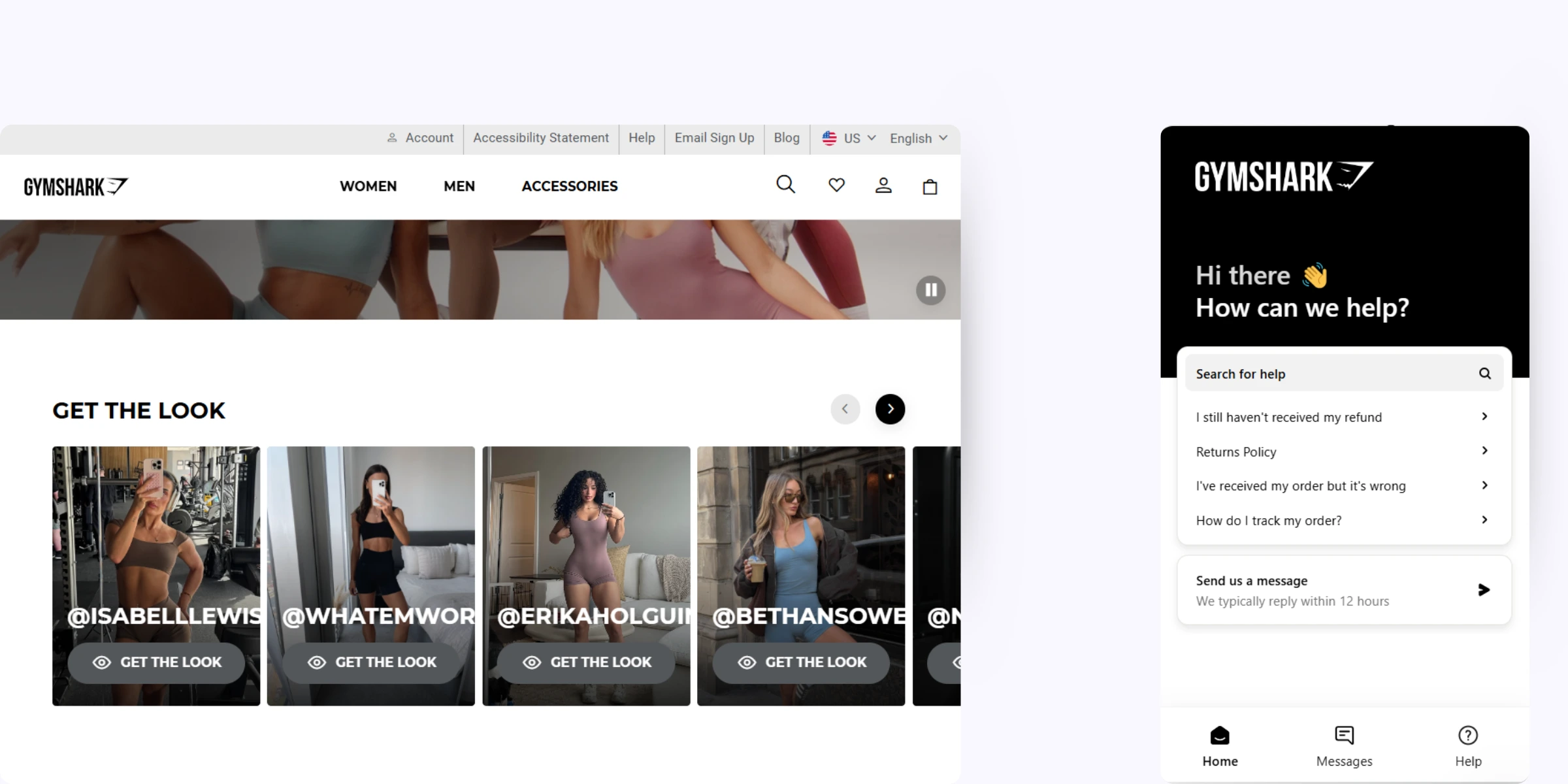 home page of Gymshark