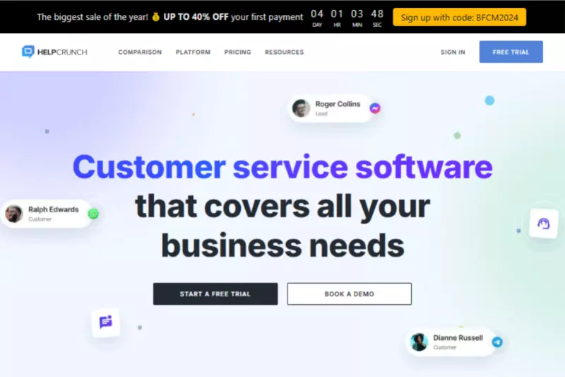 Home page of Helpcrunch