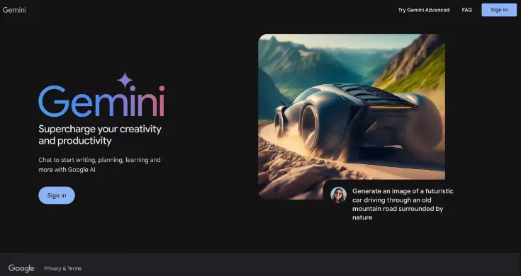 home page of google gemini