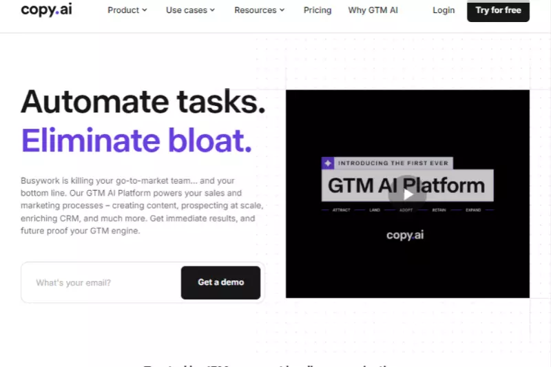 home page of copy.ai