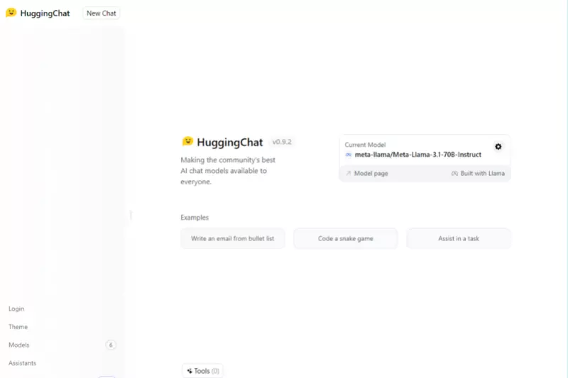 home page of huggingchat
