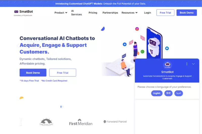 home page of SmatBot