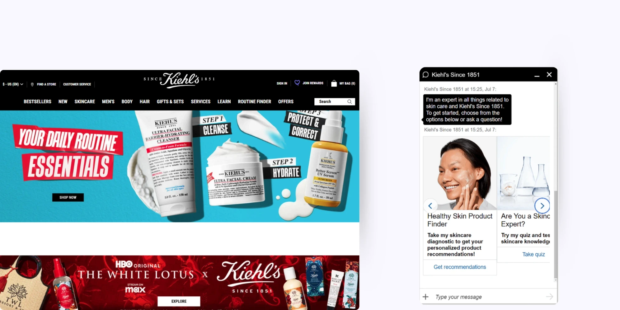 home page of Kiehl’s