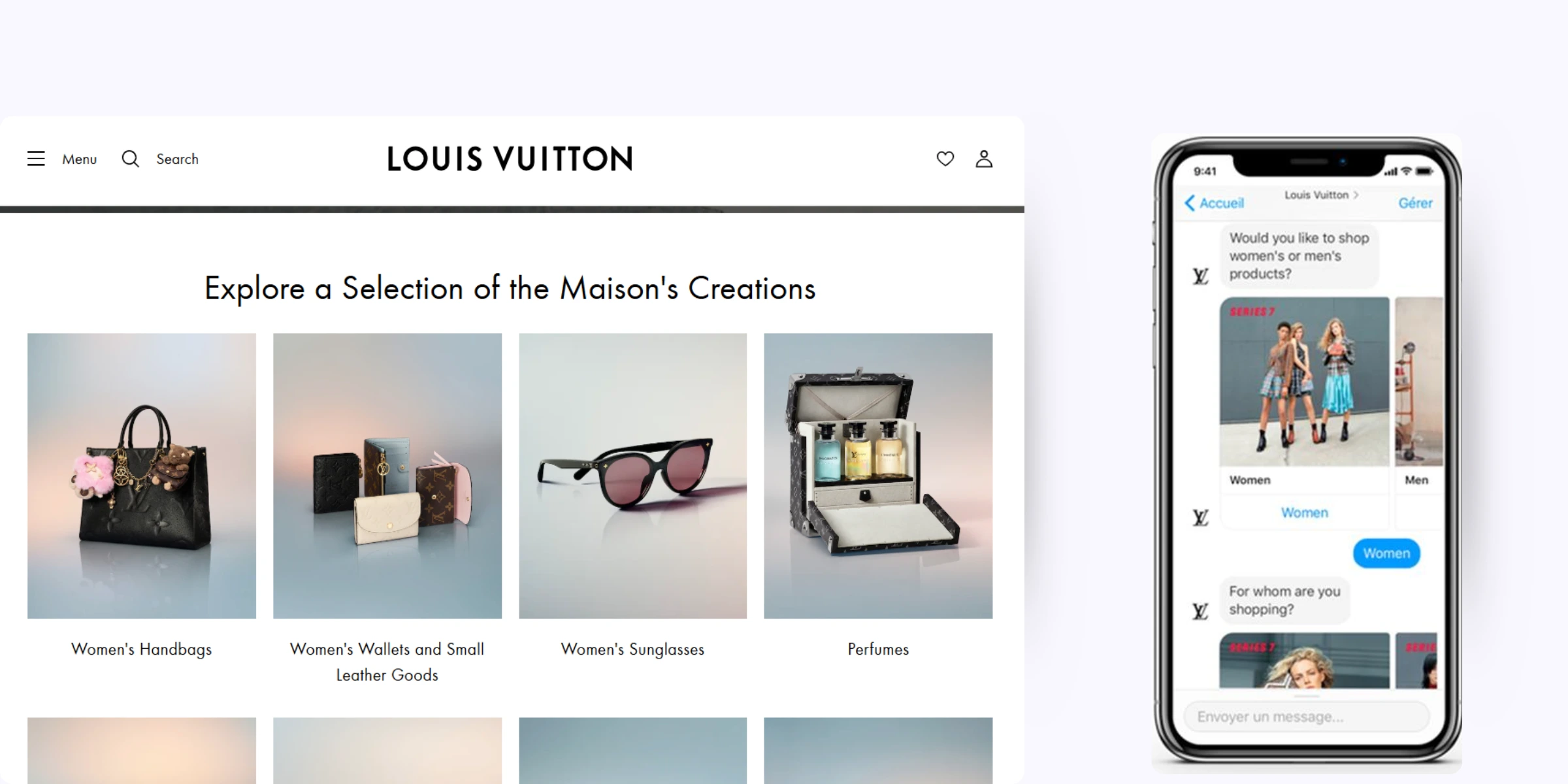 home page of Louis Vuitton