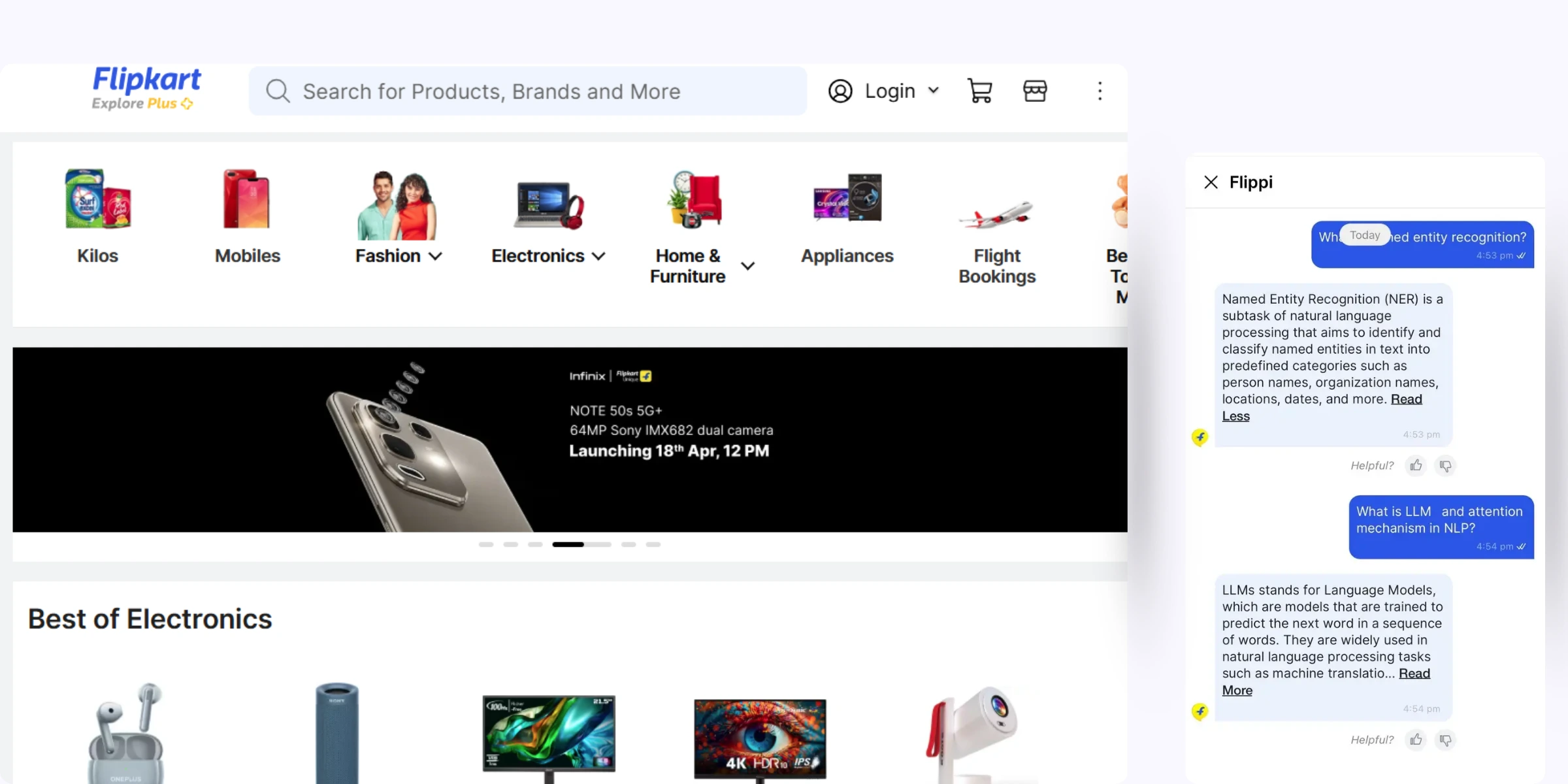 home page of Flipkart